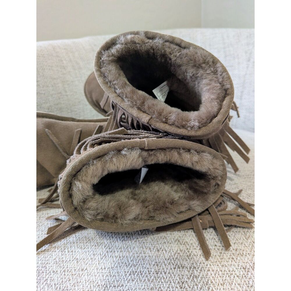 UGG Koolaburra Cable Short Fringe Boho Hippie Prariecore Slipper Boots SZ 7 - Picture 5 of 7